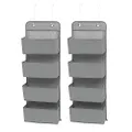 Delta Children 4 Pocket Over The Door Hanging Organizer Easy Storage/Organization Solution - Versatile and Accessible in Any Room in The House, Dove Grey, (Pack of 2)
