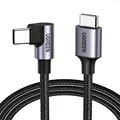 Ugreen 50123 USB-C to Angled USB2.0-C Round Cable, 1 Meter, Gray/Black