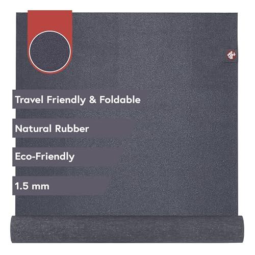 Manduka eKO Superlite Yoga Mat for Travel - Lightweight, Easy to Roll and Fold, Durable, Non Slip Grip, 1.5mm Thick, Charcoal Grey, 71" x 24"