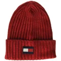 Tommy Hilfiger Men's Ribbed Cuff Hat, Red Flag Patch, One Size