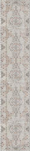 The Rug Collective Sauville Ivory Blush Runner Rug Wipe Clean Machine Washable Pet Friendly Rug, 80 x 400cm