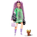 Barbie Extra Doll & Accessories with Crimped Lavendar Hair & Brown Eyes, 15 Toy Pieces Include Pet Puppy