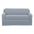 MAYTEX Pixel Ultra Soft Stretch Slipcover, 2-Piece Sofa, Steel Blue