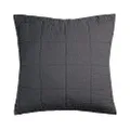 Bambury French Flax Linen Quilted Euro Pillow Sham, Charcoal