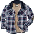 Legendary Whitetails Men's Camp Night Berber Lined Hooded Flannel Shirt Jacket, Night River Plaid, Large