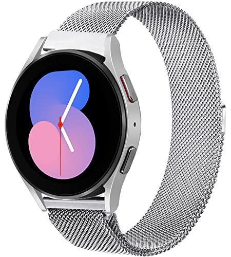 OTOPO Galaxy Watch 5 Band 44mm 40mm/Watch 5 Pro Bands 45mm, Galaxy Watch 4/4 Classic Bands, 20mm Metal Mesh Stainless Steel Replacement Strap Bands for Samsung Galaxy Watch 5 Men Women(Silver)