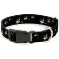 Buckle-Down Plastic Clip Dog Collar, Flying Mallards/Black, 13 to 18 Inches Length x 1.5 Inch Wide