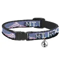 Buckle-Down Breakaway Cat Collar with Bell, Oregon Mt Hood Scenery Blues Purples Black White, 8.5 to 12 Inches Length x 0.5 Inch Wide