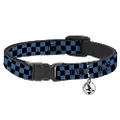 Buckle-Down Breakaway Cat Collar with Bell, Checker Black Turquoise, 8.5 to 12 Inches Length x 0.5 Inch Wide
