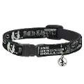Cat Collar Breakaway Americana One Hundred Dollar Bill Elements Black Gray 8 to 12 Inches 0.5 Inch Wide