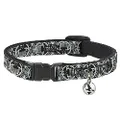 Cat Collar Breakaway Americana Federal Reserve Seal Weathered Gray Black 8 to 12 Inches 0.5 Inch Wide