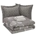 Amazon Basics 7-Piece Lightweight Microfiber Bed-in-a-Bag Comforter Bedding Set - King, Industrial Vintage Gray