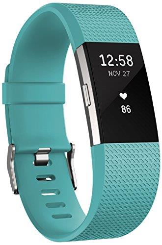 Fitbit Charge 2 Heart Rate + Fitness Wristband, Teal, Large (International Version)