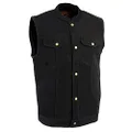 Milwaukee Leather DM2238 Men's Classic Black Denim Club Style Vest with Snap Button Closure - Small