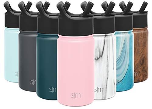 Simple Modern 415 mL Summit Kids Water Bottle with Straw Lid -Travel Hydro Vacuum Insulated Flask Double Wall Liter - 18/8 Stainless Steel -Blush