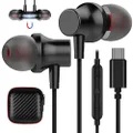 COOYA USB C Earphone Magnetic Wired Earbuds In-Ear Noise Canceling Type C Headphone with Microphone Volume Control for Samsung Galaxy S21 Ultra S20 FE Note 10 Google Pixel Oneplus 9 Nord 8 8T iPad Pro