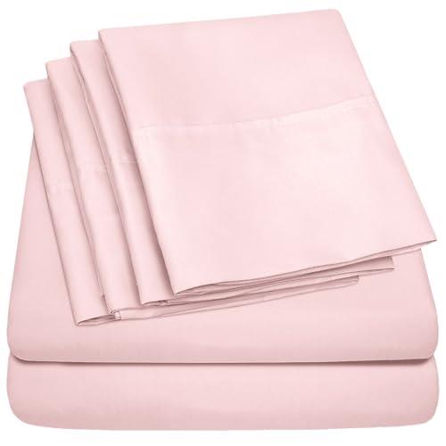 Queen Sheets Pale Pink - 6 Piece 1500 Supreme Collection Fine Brushed Microfiber Deep Pocket Queen Sheet Set Bedding - 2 Extra Pillow Cases, Great Value, Queen, Pale Pink