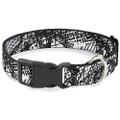 Buckle-Down Plastic Clip Collar - Grunge Gears Black/White - 1/2" Wide - Fits 8-12" Neck - Medium