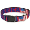 Buckle-Down Plastic Clip Collar - 'MERICA/US Flag Red/Blue/White - 1/2" Wide - Fits 8-12" Neck - Medium