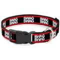 Buckle-Down Plastic Clip Dog Collar, Double Swag Black/White/Red Stripe, 8 to 12 Inches Length x 0.5 Inch Wide