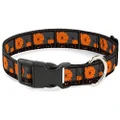 Buckle-Down Plastic Clip Collar - Cassette Splatter Gray/Orange - 1/2" Wide - Fits 8-12" Neck - Medium