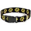 Buckle-Down Plastic Clip Dog Collar, Fist Pump Black/Yellow, 8 to 12 Inches Length x 0.5 Inch Wide