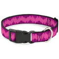 Buckle-Down Plastic Clip Dog Collar, Boudoir Wallpaper Fuchsia/Black, 9 to 15 Inches Length x 0.5 Inch Wide