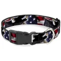Buckle-Down Plastic Clip Collar - Flying Eagle/American Flag - 1/2" Wide - Fits 9-15" Neck - Large