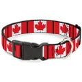 Buckle-Down Plastic Clip Dog Collar, Canada Flags, 6 to 9 Inches Length x 0.5 Inch Wide
