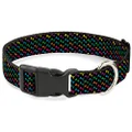 Buckle-Down PC-W30453-NM Dog Bone Black/Multicolor Plastic Clip Collar, Narrow Medium/8-12