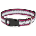Buckle-Down Plastic Clip Dog Collar, Fish Tail Fuchsia/Black/White, 9 to 15 Inches Length x 0.5 Inch Wide