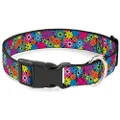 Buckle-Down Plastic Clip Collar - Flower Blossom - 1.5" Wide - Fits 18-32" Neck - Large