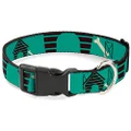 Buckle-Down PC-W30466-NS Dog House & Bone Turquoise/Brown Plastic Clip Collar, Narrow Small/6-9