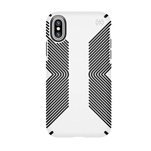 Speck iPhone X Presidio Grip Case, 10-Foot Drop Protected iPhone Case with Scratch-Resistant Finish and Protective No-Slip Grip, White/Black