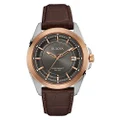 Bulova Men's 98B267 Stainless Steel Brown Leather Band Dress Watch