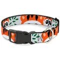 Buckle-Down Plastic Clip Dog Collar, Panda with Tiger Hat, 8 to 12 Inch Neck Size x 0.5 Inch Wide