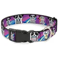 Buckle-Down Plastic Clip Dog Collar, Panda Hat Animals Bright Colour Burst, 16 to 23 Inch Neck Size x 1.5 Inch Wide