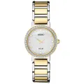 Seiko Ladies Two Tone Crystal Bezel Watch with Glitter Patterned Dial, Silver, Chronograph