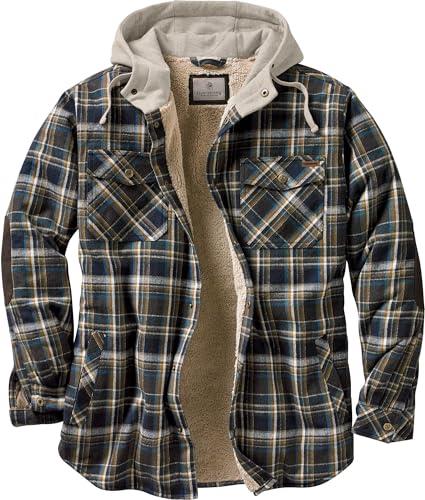 Legendary Whitetails Men's Camp Night Berber Lined Hooded Flannel Shirt Jacket, Upland Plaid, 3X-Large Big