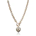 GUESS Womens Pave Framed Heart Toggle Necklace with 4 G Logo Silver/Gold/Crystal One Size, One Size, Metal Crystal