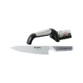Global Cook's Knife and 2 Stage Sharpener Set, 20 cm Size, Silver (G-291/SB)