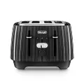 De'Longhi Ballerina Toaster, 4 Slot Toaster, Reheat, 5 Browning Settings, Defrost and Cancel Functions, Pull Crumb Tray, CTD4003.BK, 1800W, Black