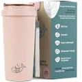 bioGo 16oz Pink Travel Coffee Cup - Reusable Mug with Lid - Microwave & Dishwasher Safe