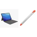 Logitech Combo Touch Oxford Grey for iPad Pro 11-inch 1st, 2nd, 3rd gen Logitech Crayon Digital Pencil for iPad 6th Generation, Orange