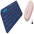 Logitech Pebble M350 Wireless Mouse Logitech 920-007596 Multi-Device Bluetooth Keyboard K380, Dark Grey