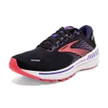 Brooks Women's Adrenaline GTS 22 Supportive Running Shoe, Black/Purple/Coral, 6