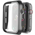 Misxi Black Hard Case Compatible with Apple Watch Series 5 Series 4 44mm with Screen Protector, Ultra Thin Hard PC Case Slim Tempered Glass Screen Protector Overall Protective Cover for iwatch Series 5/4