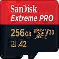 SanDisk Extreme Pro Class 10 microSDXC 256GB UHS-I U3 Memory Card with Adapter