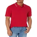 Amazon Essentials Men's Regular-Fit Cotton Pique Polo Shirt (Available in Big & Tall), Red/Navy/White, Medium