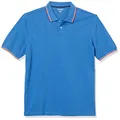 Amazon Essentials Men's Regular-Fit Cotton Pique Polo Shirt (Available in Big & Tall), Blue/White/Red, Medium